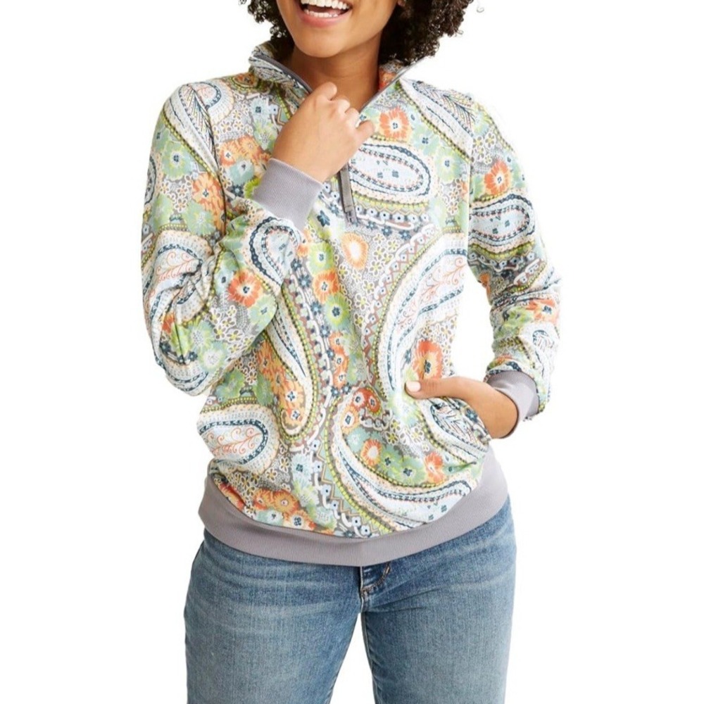 Vera Bradley Women's French Terry 1/4 Zip Sweatshirt W/Pockets - Size XS